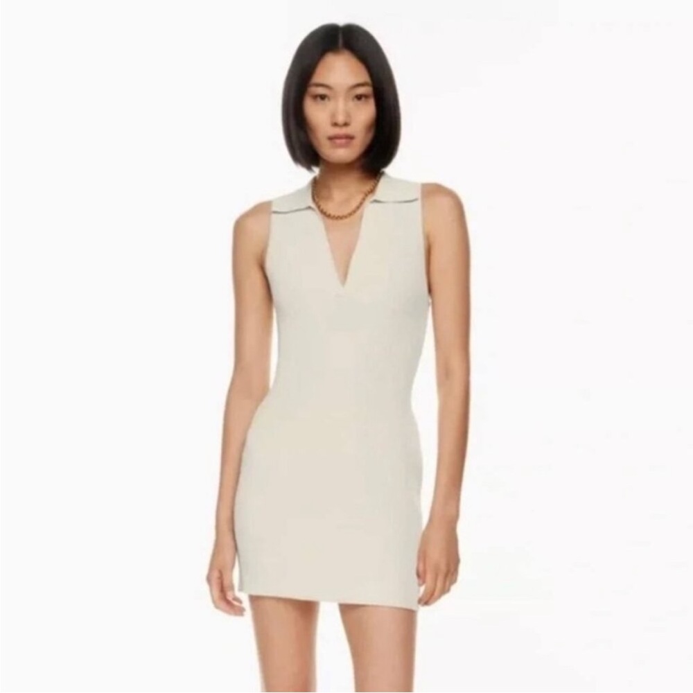 ARITZIA Babaton Sculpt Knit Polo Dress - Beige